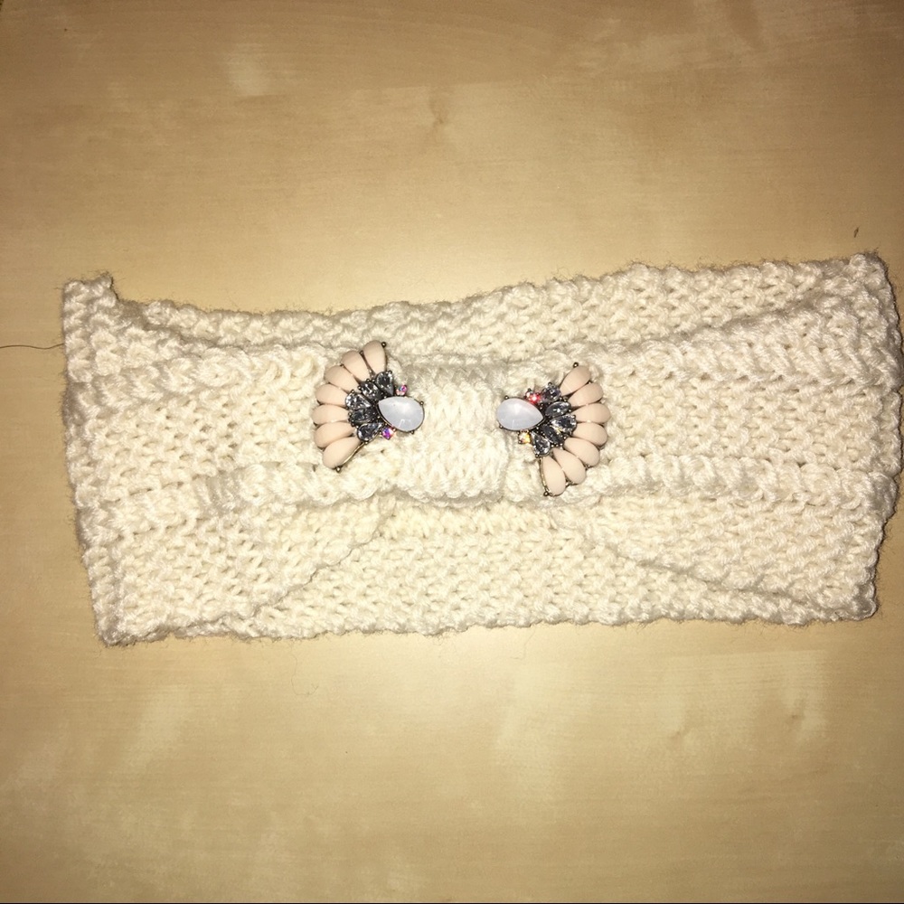 Torrid Cream Sweater Winter Jeweled Headband
